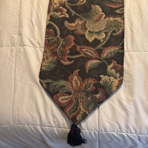 Floral Tapestry Table Runner with Tassel